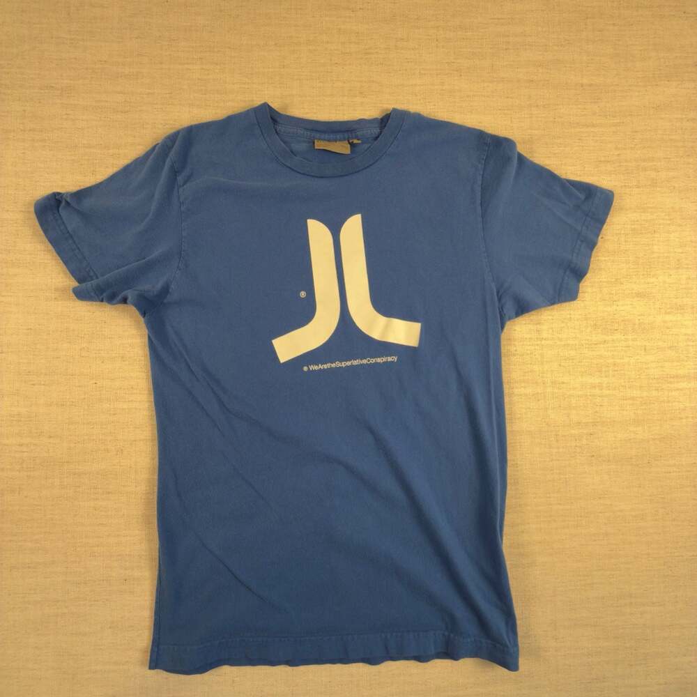 WeSC WeAretheSuperlativeConspiracy Graphic T-Shirt Blue Mens Small Streetwear